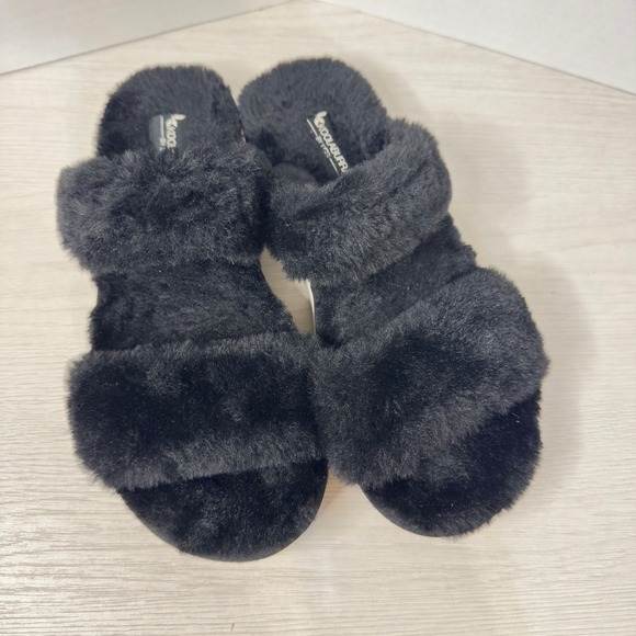 Koolaburra by UGG Furry Black Slides Women's Size 8‎ Plush Slip On Sandals - Picture 7 of 9